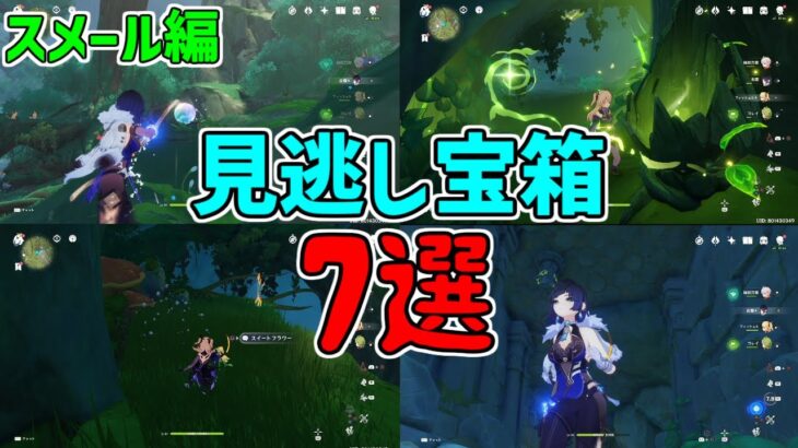 【原神】スメールで見逃してそうな7個宝箱と道解放【攻略解説】3.0スメール,隠し宝箱,草の印,ギミック,謎解きアパーム叢林ワープ,通れない壁原石探索